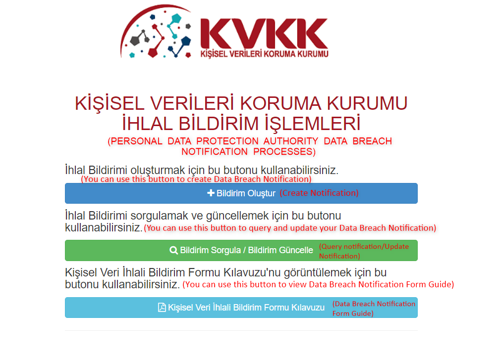 Kişisel Verileri Koruma Kurumu İhlal Bildirim İşlemleri