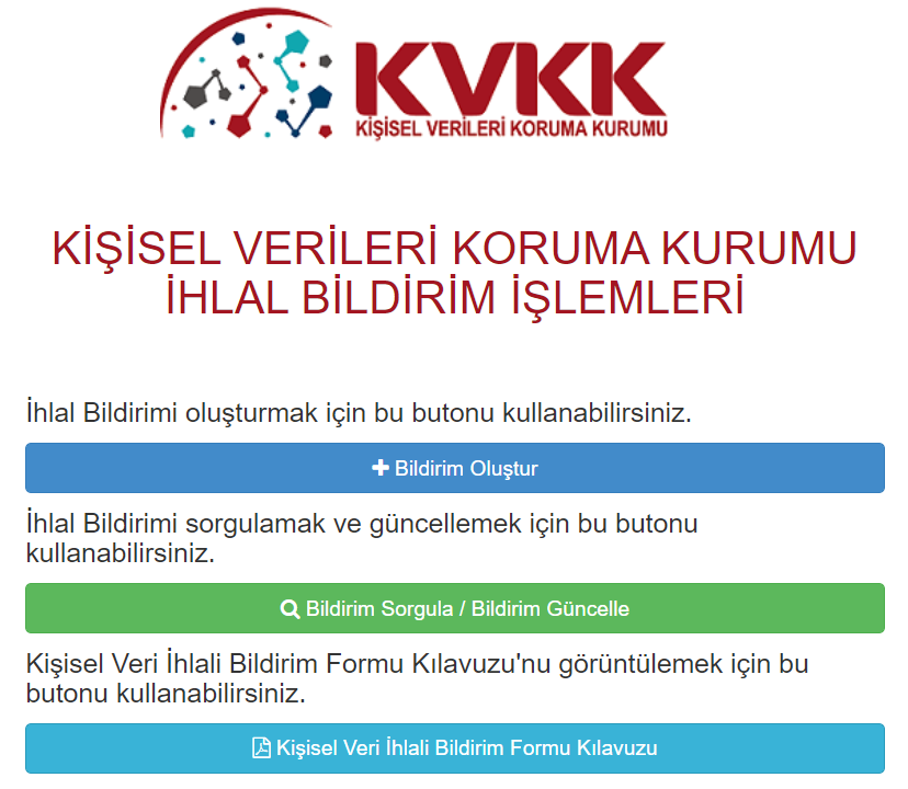 Kişisel Verileri Koruma Kurumu İhlal Bildirim İşlemleri